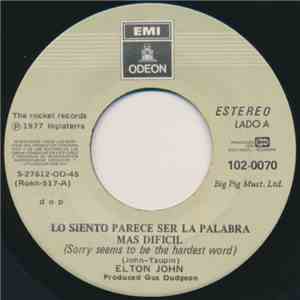 Elton John - Lo Siento Parece Ser la Palabra Mas Dificil = Sorry Seems To Be The Hardest Word FLAC